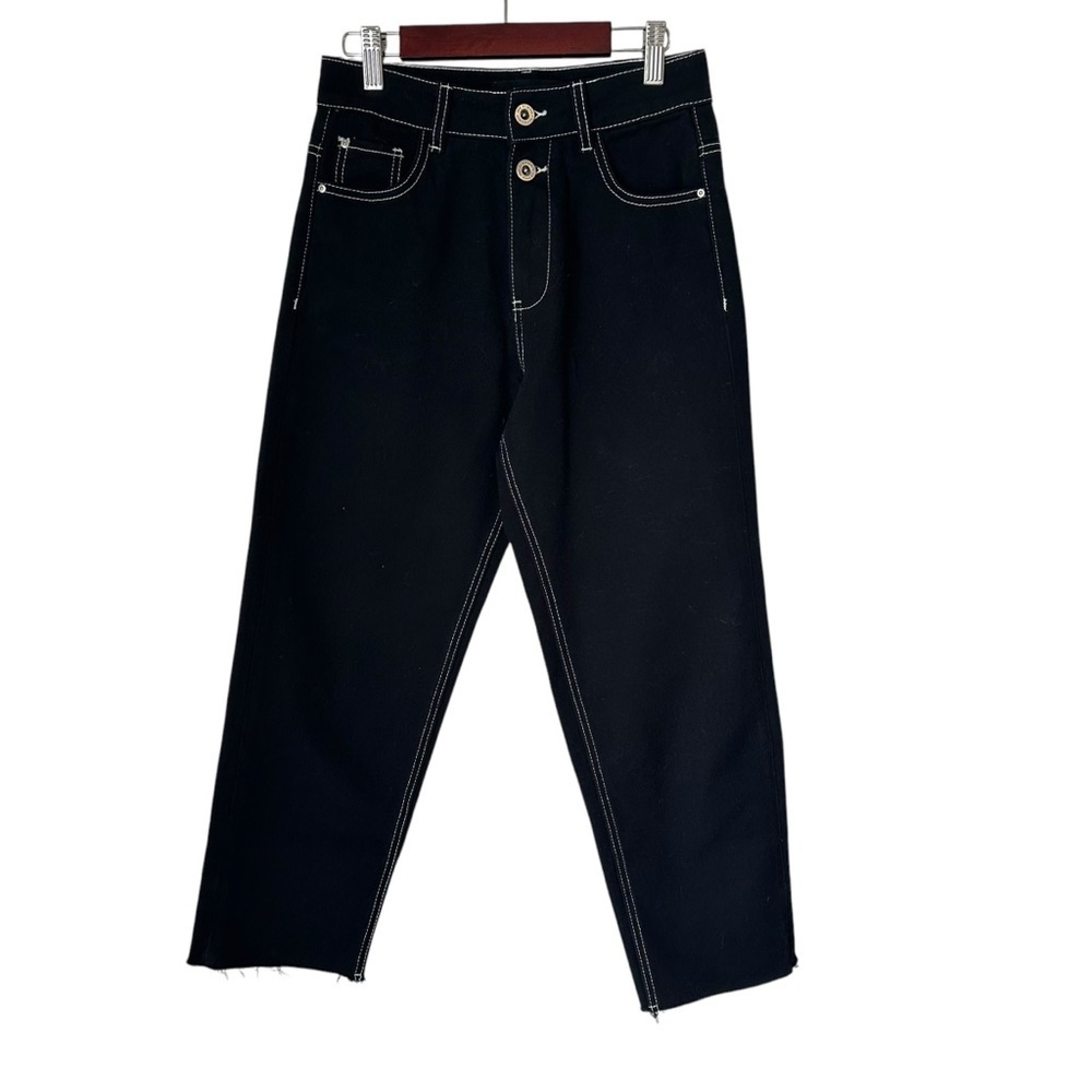 Reserved Denim Women’s Black Frayed Hem Wide Leg Jeans Sz UK 6 or US 2